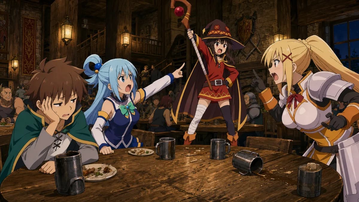 The party arguing across a tavern table, nobody listening to anybody.